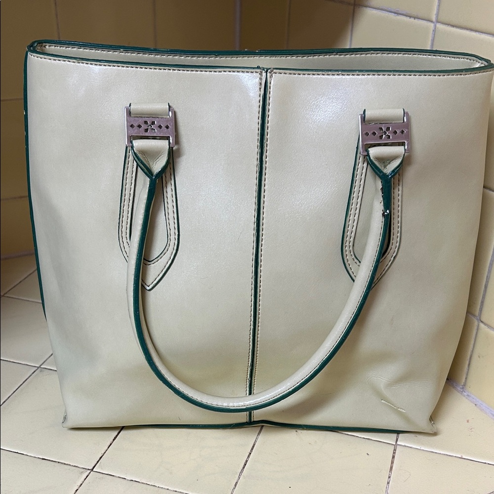 Emilie M Lime Green leather with Dark Green Trim